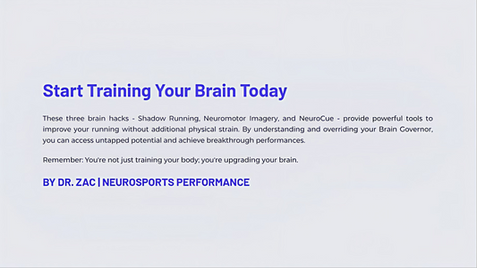 Promotional text about brain training with Dr. Zac from Neurosports Performance on a light gray background.